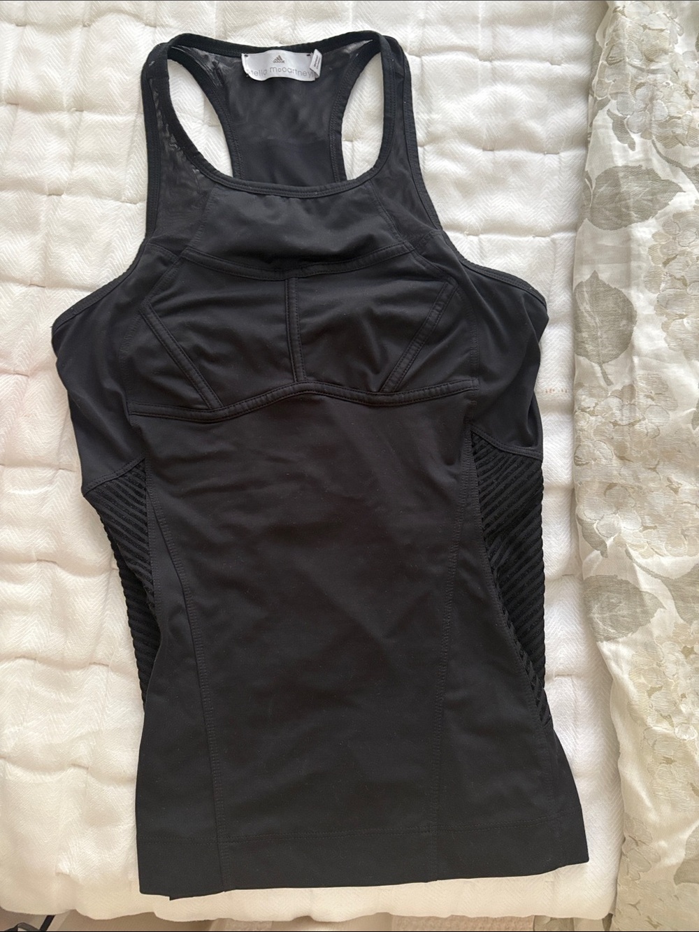 Stella McCartney Adidas Yoga Black Racerback Tank with Mesh Side Panels small